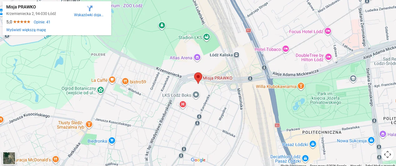 Mapa dojazdu - Misja Prawko